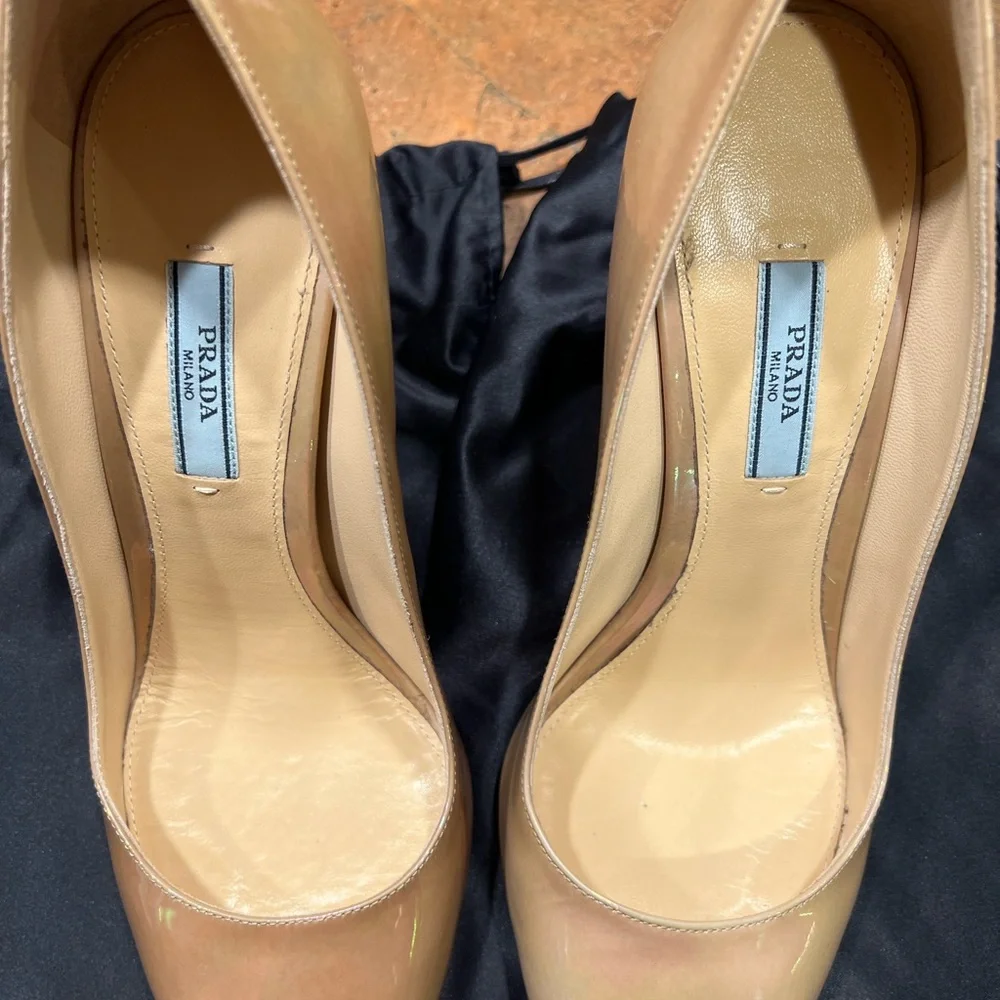 Prada Pointy Toe Pump (Women), Color: Sabbia Patent - Picture 5 of 10